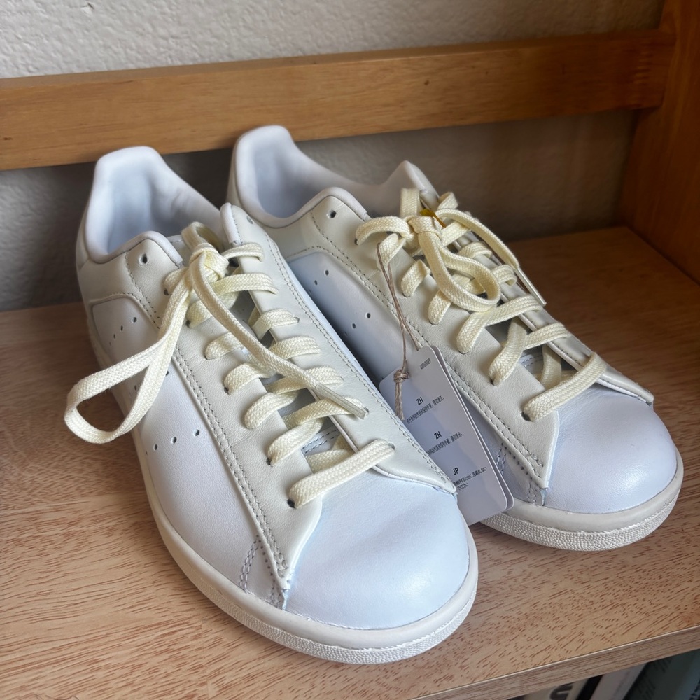 Adidas Stan Smith White Leather Sneakers - New, Cream Laces